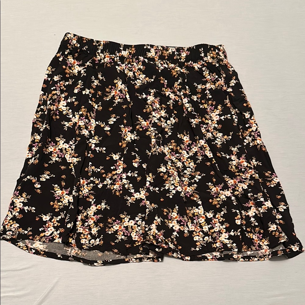Floral Black Skirt
